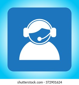 call center operator with headset.  web icon. vector illustration