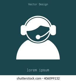 call center operator with headset.  web icon. vector illustration