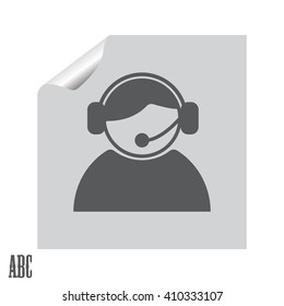 call center operator with headset.  web icon. vector illustration
