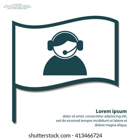 call center operator with headset.  web icon. vector illustration