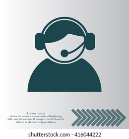 call center operator with headset.  web icon. vector illustration