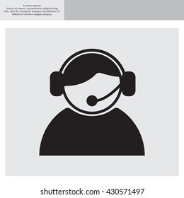 call center operator with headset.  web icon. vector illustration