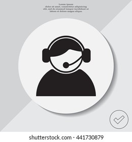 call center operator with headset.  web icon. vector illustration