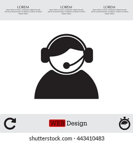 call center operator with headset.  web icon. vector illustration