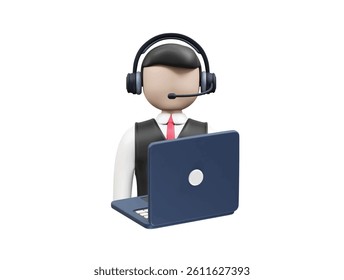 call center operator icon 3d render. Customer support icon 3d render illustration