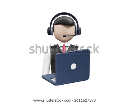 call center operator icon 3d render. Customer support icon 3d render illustration