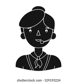 Call center operator icon in black style isolated on white background. People of different profession symbol stock vector illustration.