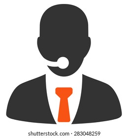 Call center operator icon from Business Bicolor Set. Vector style: bicolor flat symbol, orange and gray colors, rounded angles, white background.