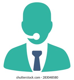 Call center operator icon from Business Bicolor Set. Vector style: bicolor flat symbol, cobalt and cyan colors, rounded angles, white background.