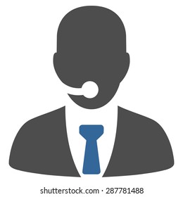 Call center operator icon from Business Bicolor Set. Vector style: bicolor flat symbol, cobalt and gray colors, rounded angles, white background.