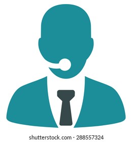 Call center operator icon from Business Bicolor Set. Vector style: bicolor flat symbol, soft blue colors, rounded angles, white background.