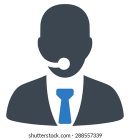 Call center operator icon from Business Bicolor Set. Vector style: bicolor flat symbol, smooth blue colors, rounded angles, white background.