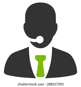 Call center operator icon from Business Bicolor Set. Vector style: bicolor flat symbol, eco green and gray colors, rounded angles, white background.