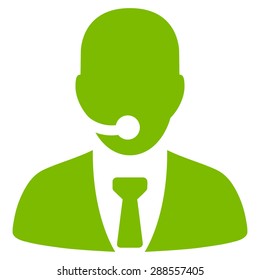 Call center operator icon from Business Bicolor Set. Vector style: flat symbol, eco green color, rounded angles, white background.