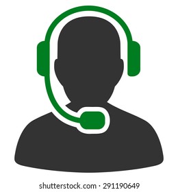 Call Center Operator icon from Commerce Set. Vector style: bicolor flat symbol, green and gray colors, rounded angles, white background.