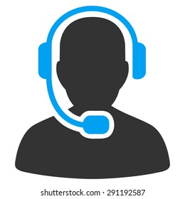 Call Center Operator icon from Commerce Set. Vector style: bicolor flat symbol, blue and gray colors, rounded angles, white background.