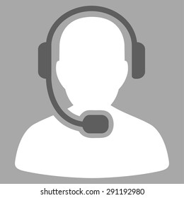 Call Center Operator icon from Commerce Set. Vector style: bicolor flat symbol, dark gray and white colors, rounded angles, silver background.
