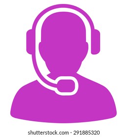 Call Center Operator icon from Commerce Set. Vector style: flat symbol, violet color, rounded angles, white background.