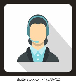 Call center operator icon. Flat illustration of call center operator vector icon for web.