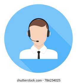 Call Center, Call Center Operator Icon. Flat Design, Vector Illustration, Vector.