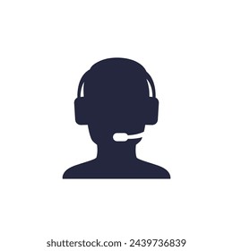 Call center operator icon on white