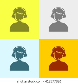 Call Center or Call Operator Icon on Four Different Backgrounds. Eps-10.