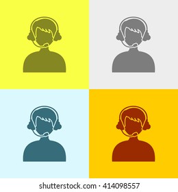Call Center or Call Operator Icon on Four Different Backgrounds. Eps-10.
