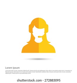 call center operator icon, pictogram icon on gray background. Simple flat metro design style. half shade cut icon. Flat design style. Vector illustration