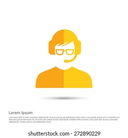 call center operator icon, pictogram icon on gray background. Simple flat metro design style. half shade cut icon. Flat design style. Vector illustration