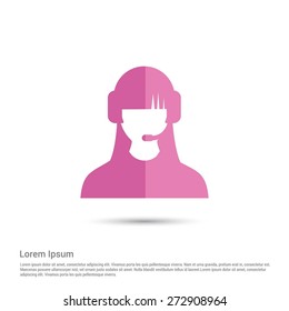 call center operator icon, pictogram icon on gray background. Simple flat metro design style. half shade cut icon. Flat design style. Vector illustration