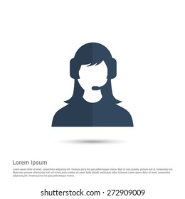 call center operator icon, pictogram icon on gray background. Simple flat metro design style. half shade cut icon. Flat design style. Vector illustration