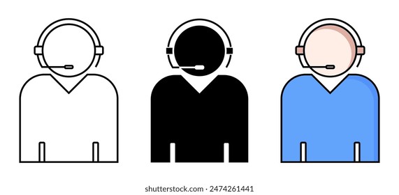 conjunto de iconos de operador de call center. diseño de moda aislado sobre fondo blanco