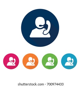 Call center operator. Icon set. Vector.