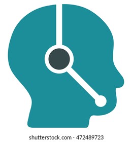 Call Center Operator icon. Vector style is bicolor flat iconic symbol with rounded angles, soft blue colors, white background.