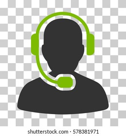 Call Center Operator icon. Vector illustration style is flat iconic bicolor symbol, eco green and gray colors, transparent background. Designed for web and software interfaces.