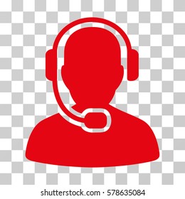 Call Center Operator icon. Vector illustration style is flat iconic symbol, red color, transparent background. Designed for web and software interfaces.