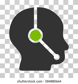 Call Center Operator icon. Vector illustration style is flat iconic bicolor symbol, eco green and gray colors, transparent background. Designed for web and software interfaces.