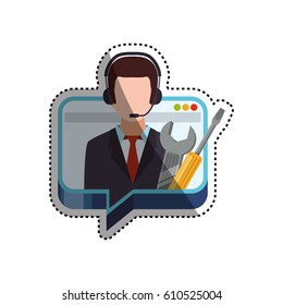 Call center operator icon vector illustration graphic design