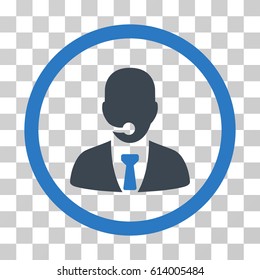 Call Center Operator icon. Vector illustration style is flat iconic bicolor symbol, smooth blue colors, transparent background. Designed for web and software interfaces.