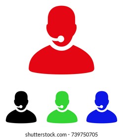 Call Center Operator icon. Vector illustration style is a flat iconic call center operator symbol with black, red, green, blue color variants. Designed for web and software interfaces.