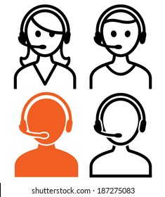 Call center operator icons. Vector illustration.