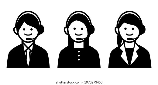 Call center, operator, inquiry vector icon illustration white background