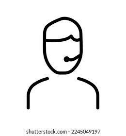 Call center operator line icon. Call, appeal, communication, unavailable, available, communication, help, call center, help, around the clock. communication concept. Vector black line icon