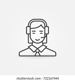 Call center operator line icon. Vector woman in headset symbol or design element in thin line style