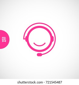 Call center operator line vector icon