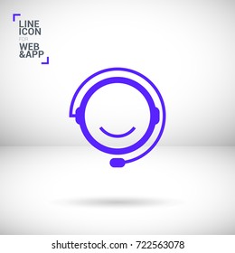 Call center operator line vector icon