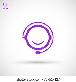 Call center operator line vector icon