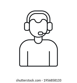Call center operator linear icon. Contact us. Support service. Thin line customizable illustration. Contour symbol. Vector isolated outline drawing. Editable stroke