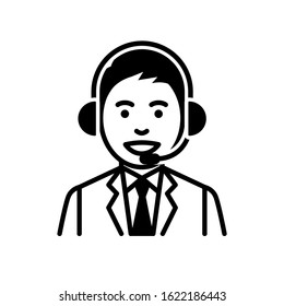 Call center operator. man in headsett. Vector illustration.