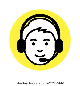 Call center operator. man in headsett. Vector illustration.